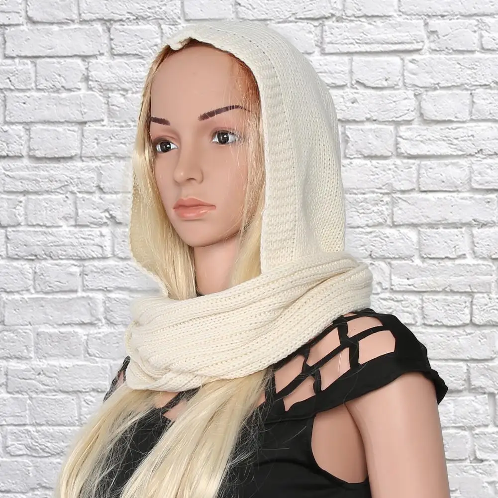 

Women Winter Knit Hooded Scarf Headscarf Neck Warmer Hoodie Hat
