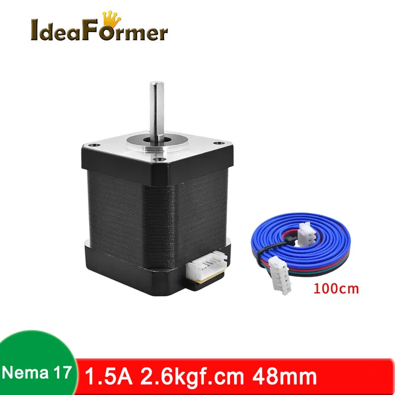 Шаговый электродвигатель Nema 17 48 мм 1 5 А 2 6 кгс/Ф см напряжение 12-24 В 4-проводной