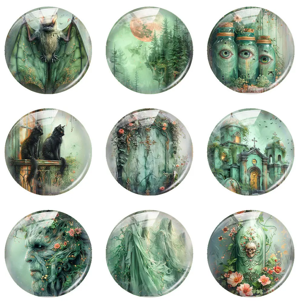 Фотокамера ручной работы на Хэллоуин готический ужас зеленый череп цветок