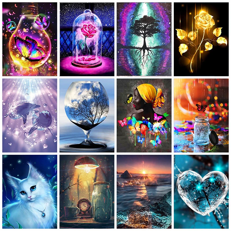 

JIEME 5D DIY Diamond Painting Flower Full Drill Diamond Mosaic Embroidery Landscape Creative Hobbies Home Decor