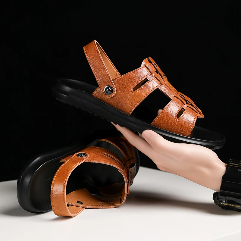 

Men Sandal Shoes Sandals Leather Men Male Sandal Sandalias Hombre Mens Summer Big Samool Shoes Beach Outdoor Sandles For Geta