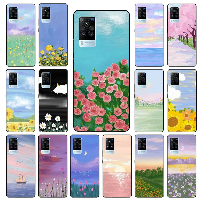 

Hand Painted Flower Sceneary Phone Case for VIVO V21E V21 V23 V23E V2109 Y53S Y33S Y55 Y76 Y31 Y21 Y72 Y01 Y21S Y11S Funda Coque