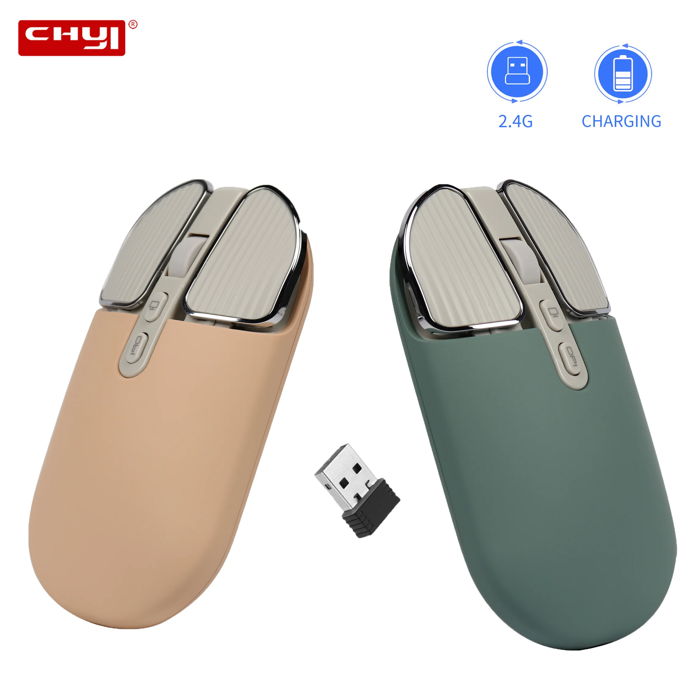 

New 2.4G Wirelesss Gaming Mouse 2400DPI USB Optical Mause Mute Rechargeable Ergonomic Mouse For Home Office Computer Laptop PC