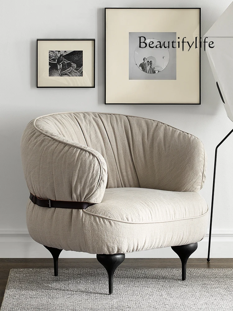 Льняной диван одиночный закрытый Современный дизайнерский стул