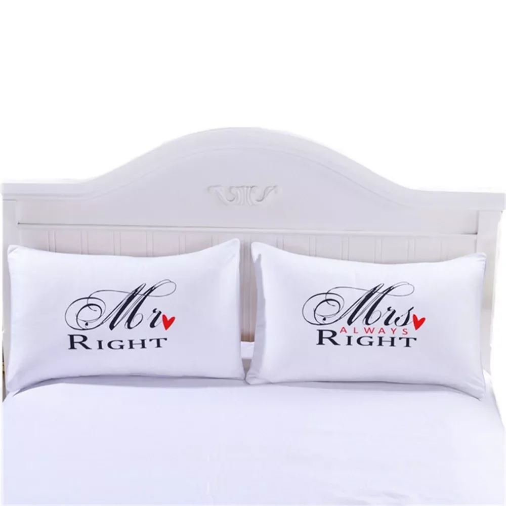 

Mr Mrs Pillow Case Couple King Queen His Her Always Right Pillowcase Pillow Cover Wedding Valentine's Gift40