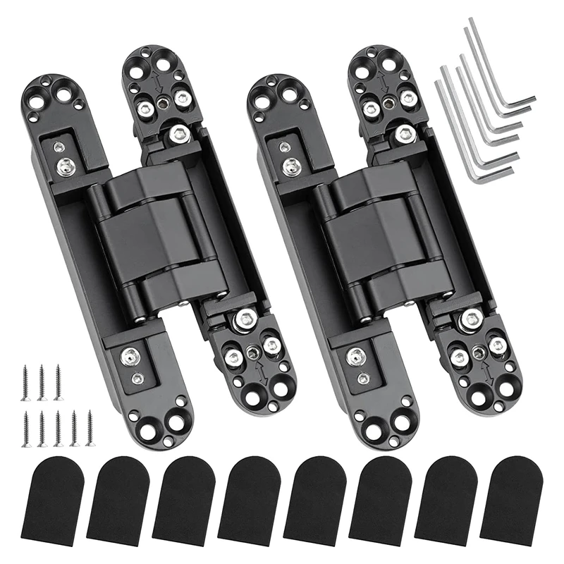 

2 Packs 6Inch Door Hinges 3-Way Adjustable Butt Hinges Concealed Hinges Black