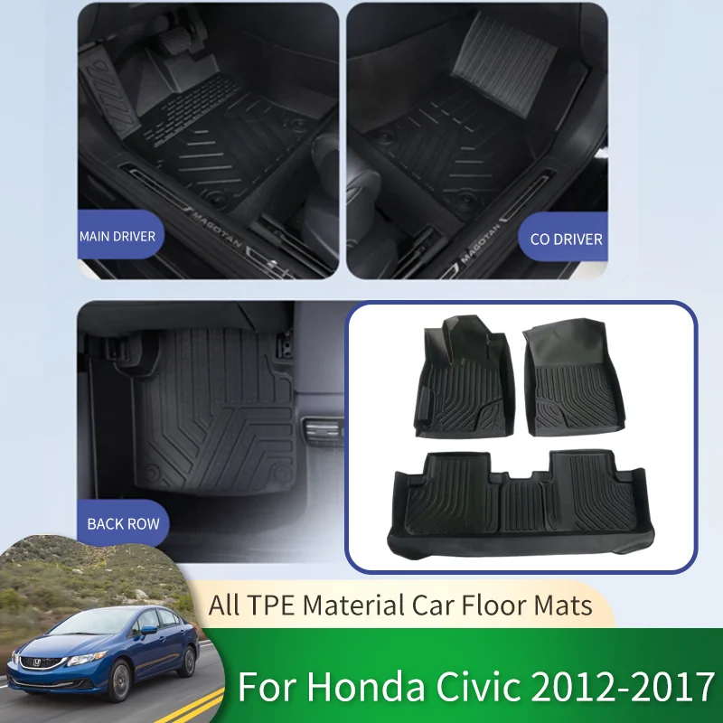 

for Honda Civic 9th 2012~2017 TPE Car Waterproof Non-slip Floor Mats Full Surround Protective Liner Foot Pads Carpet Accessories