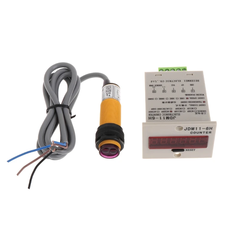 

220VAC LED Auto Display Digital Counter 0-999999 6 Digits & Photoelectric Switch Sensor Suitable for Industrial Durable 367D