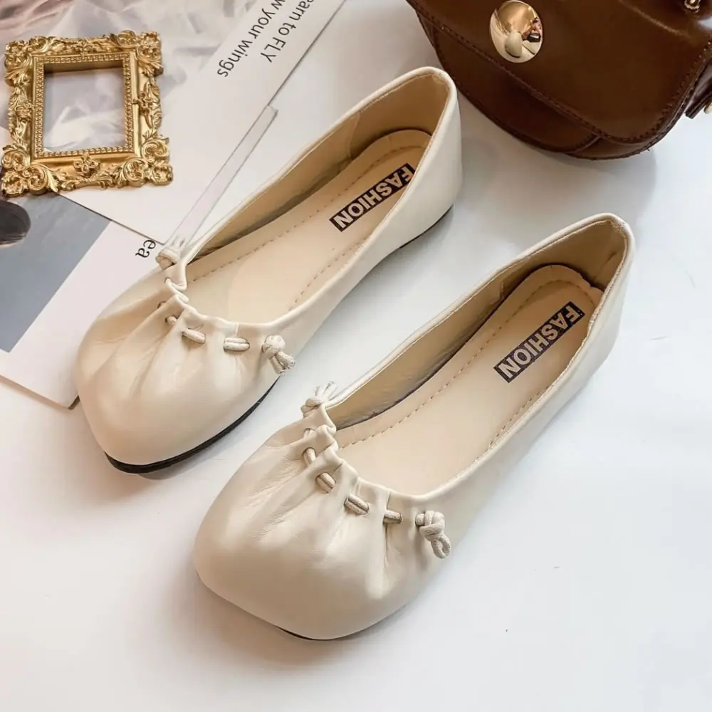 Korea everything shallow mouth square head single shoes female temperament net red soft bottom flat women shoes