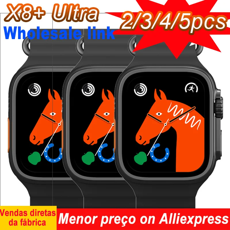 

2PCS 3PCS 5Pcs X8+Ultra Smart Watch Ultra X8 Plus 49mm Wireless Charging NFC Women Men 2.08 Inch Series 8 Wholesale Smart Watch