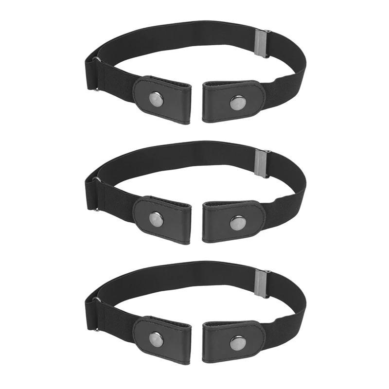 

3X Buckle Free Elastic Belt For Jean Pants Dresses No Buckle Stretch Waist Belts Fit Women Men Boys Girls Drop(Black)