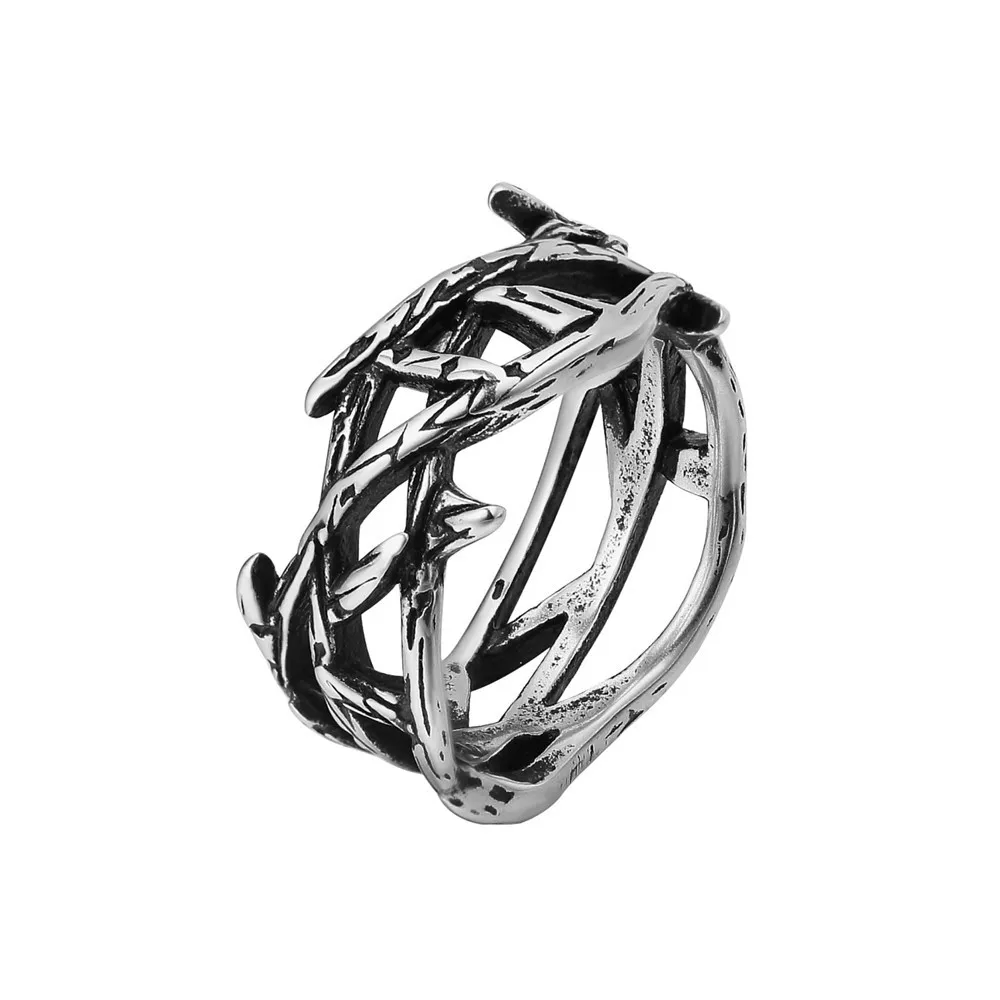 

European and n accessories wholesale, personality retro Jesus Thorns crown titanium steel ring