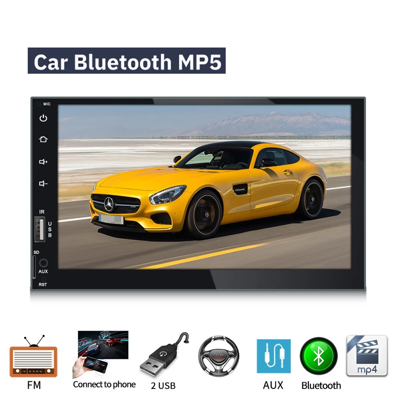

7 Inches Car Radio Dual Din Multimedia Player Blue-tooth Touch Screen MP4 With FM Radio Supports IOS USB TF Card Car Stereo