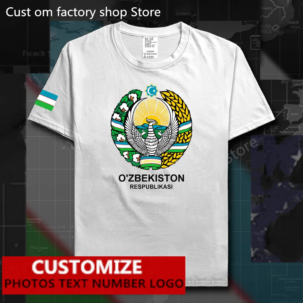 

Uzbekistan Flag ​T shirt Free Custom Jersey DIY Name Number LOGO 100% Cotton T-shirts country UZB Ozbekiston Tees