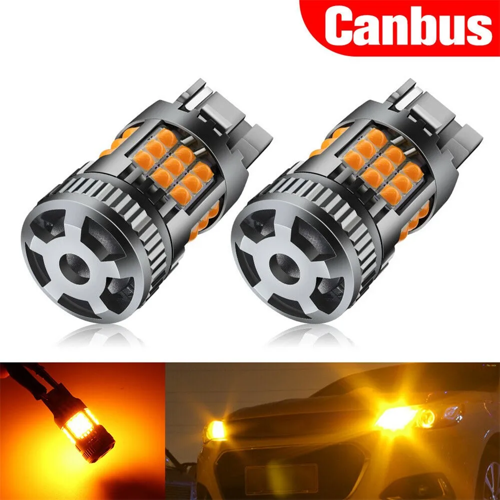 

2Pcs W21 LED Canbus Error Free No Hyper Flash LED P21W Ba15s 1156 3157 Wy21w 7440 LED Turn Signal Brake Car Lights Amber