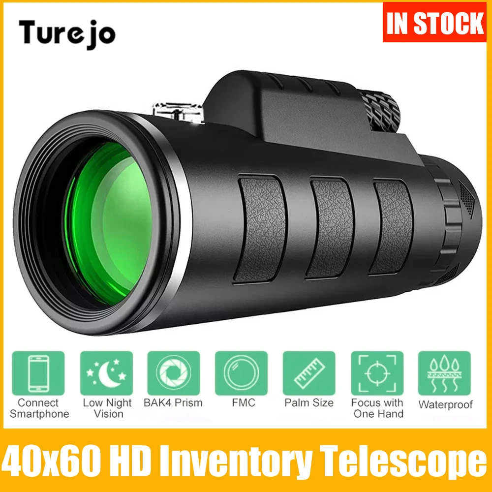 

40X60 Telescope Professional Monocular Powerful HD Pocket Telescope For Travel Holiday Outdoor Hunting Camping Binoculars