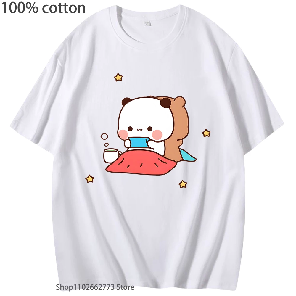 

Bubu Dudu T-Shirts for Teen Girls Cartoon Panda Bear Tees Women Clothing Men Summer Casual Tshirt 100% Cotton Thirt Shirt Femme