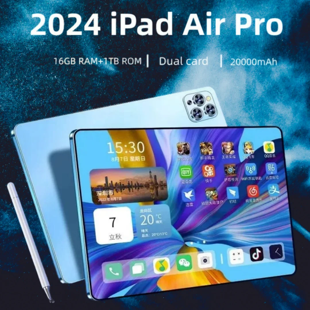 Новый планшет IPad Air Pro 4K HD 11 дюймов 16 ГБ ОЗУ 1 ТБ ПЗУ Android 13 МП + 32 Bluetooth 5 0 5G