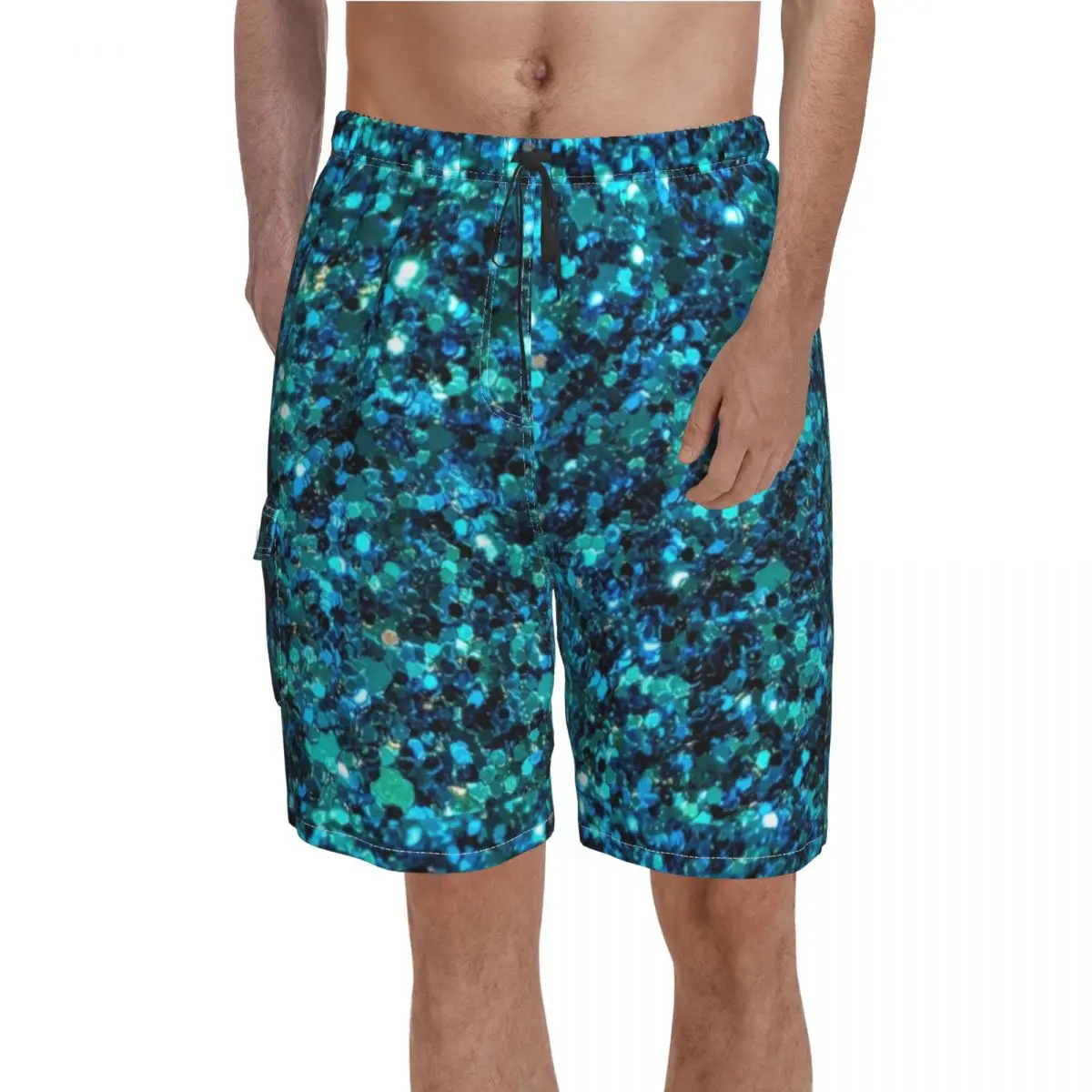 

Sequins Artwork Board Shorts Blue Sparkling Print Pattern Board Short Pants Men Customs Plus Size Swimming Trunks Gift idea