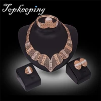 bestwishes women gold plated pendant design austrian crystal necklace bracelet ring earrings 4pcs jewelry set