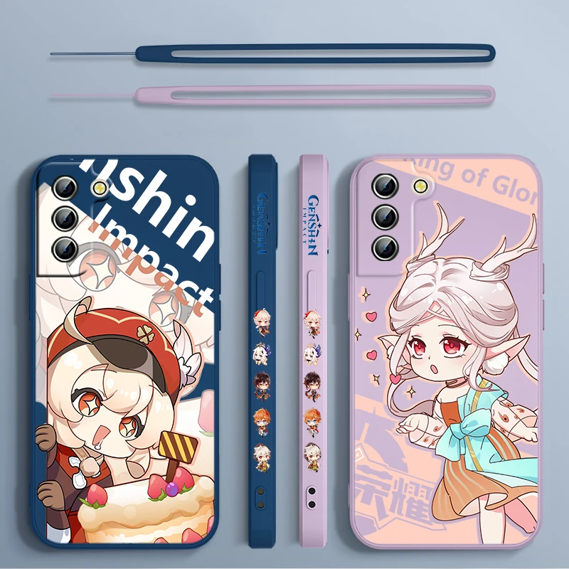 

Genshin Impact Klee Aether Samsung Phone Case For Galaxy S23 S22 S21 S20 Pro FE Note 20 Plus Ultra Liquid Left Rope Cover