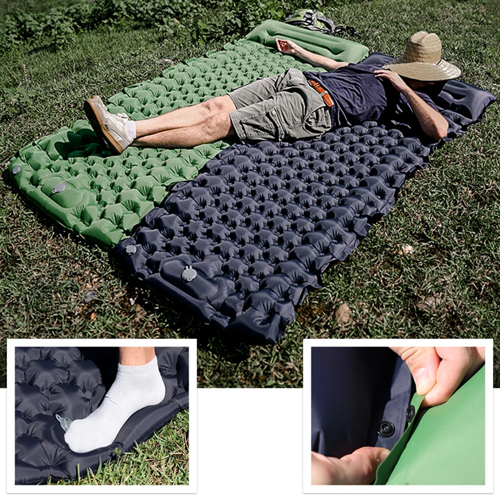 

Waterproof Sleep Inflatable Mattress Outdoor Camping Cushion with Storage Bag Pillow Foldable Foot Air Filling Mat Bed