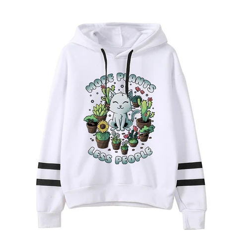 Толстовка с капюшоном для девочек, Худи оверсайз с рисунком других растений, без людей, с объемным рисунком котика, с длинным рукавом, в стиле High Street Basics - изображение
