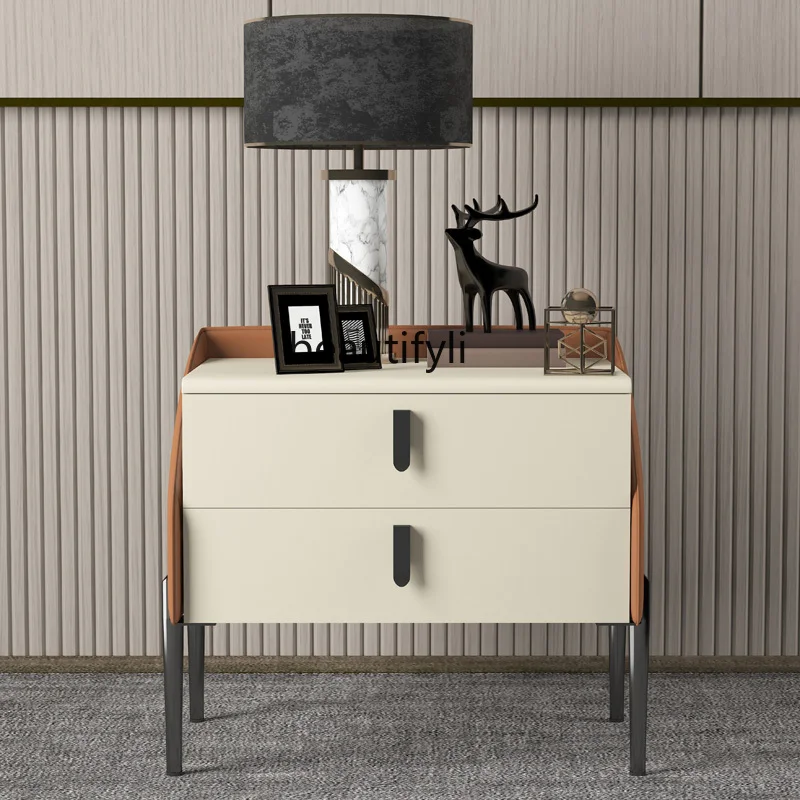 

zqBedside Table Advanced Sense Installation-Free Bedside Cabinet Modern Light Luxury Simple