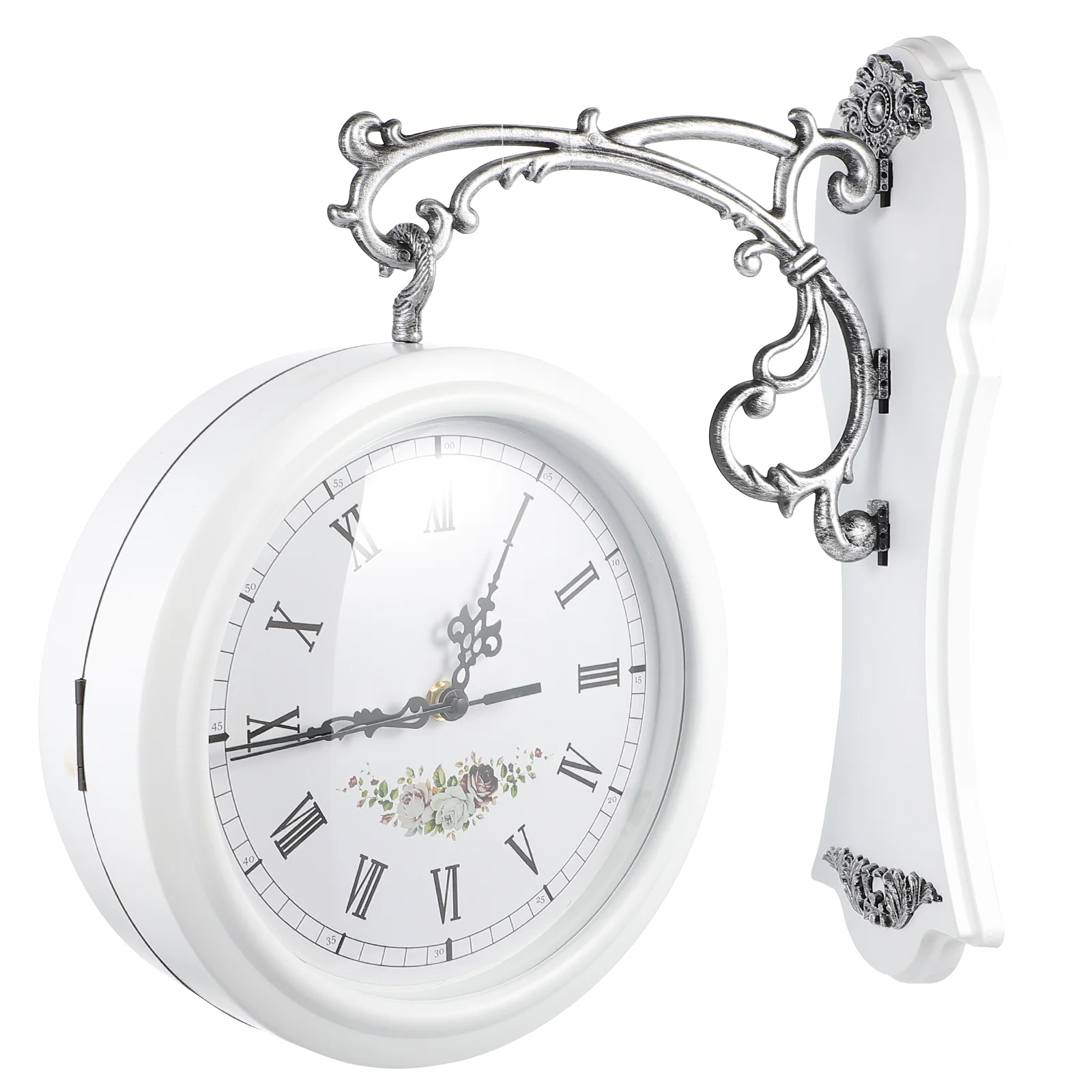 

Clock Wall Sided Double Hanging Vintage Rotated Clocks Rotation Unique Rotatable Decor Industrial Outdoor Two Mounted Station