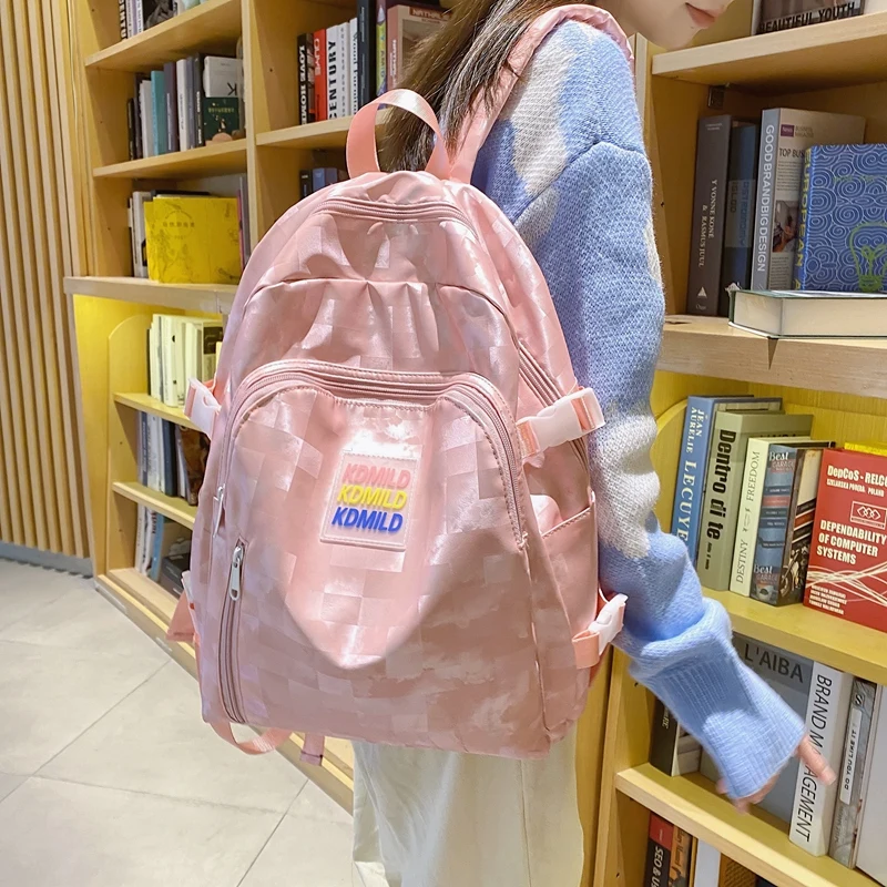 

Женский дорожный простой однотонный рюкзак, водонепроницаемый нейлоновый школьный рюкзак, рюкзак для девочек-подростков, сумка для книг, с...