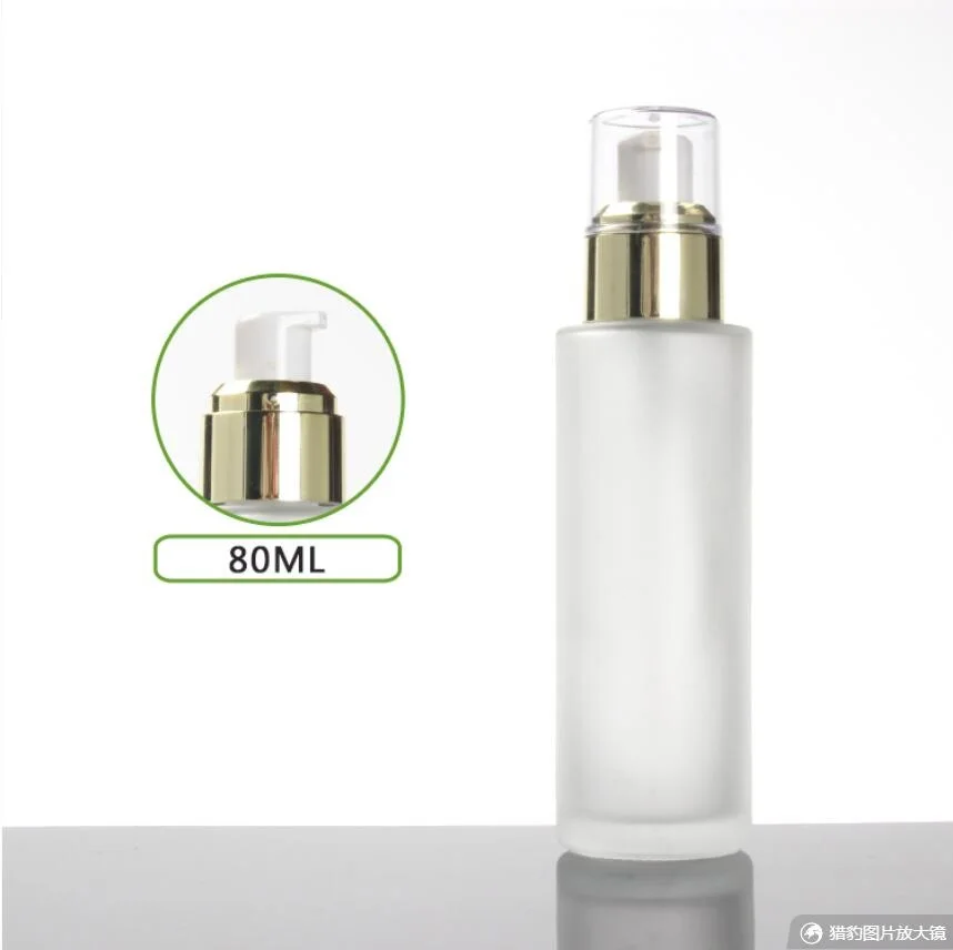 80ml frosted/green/blue glass bottle gold pump serum/lotion/emulsion/foundation moisture toner skin care  cosmetic packing