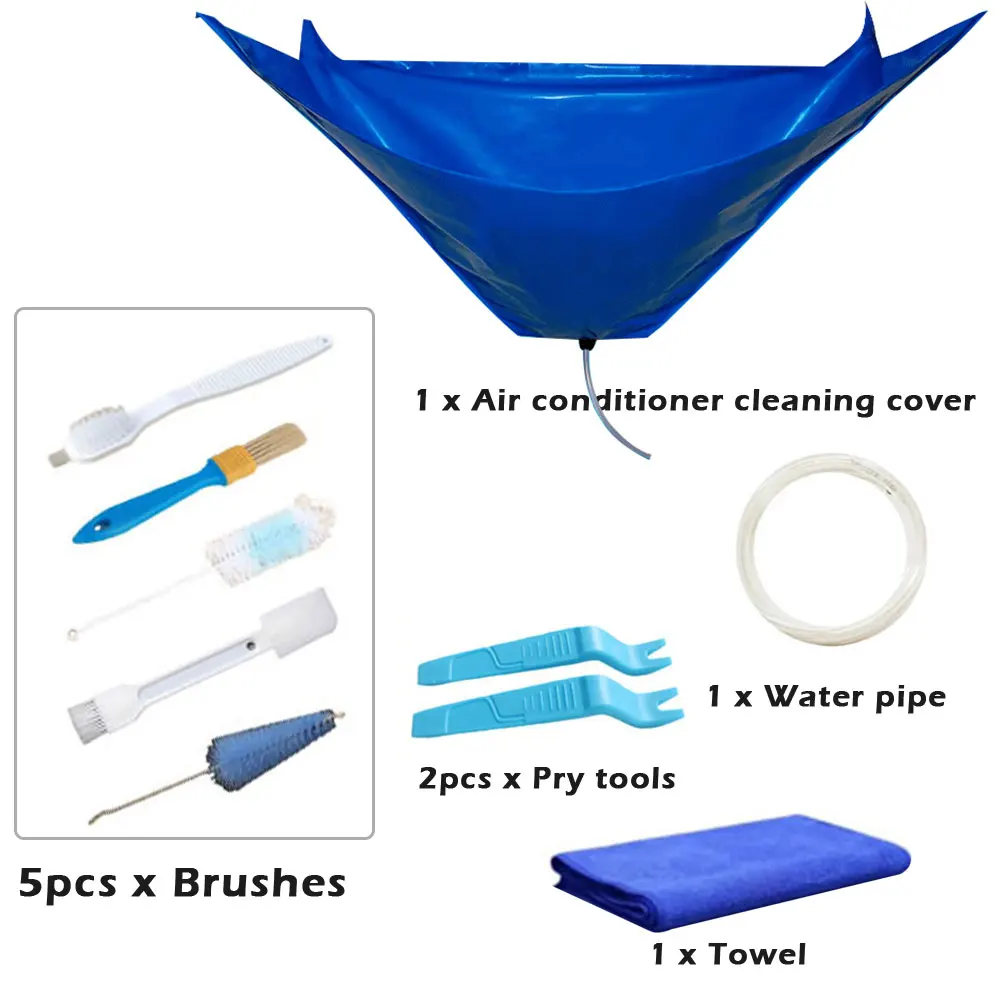 

10pcs Protector Wash Bag PVC Waterproof Towel Air Conditioner Cleaning Kit Household With Drain Outlet Brush Wall Mounted Cover