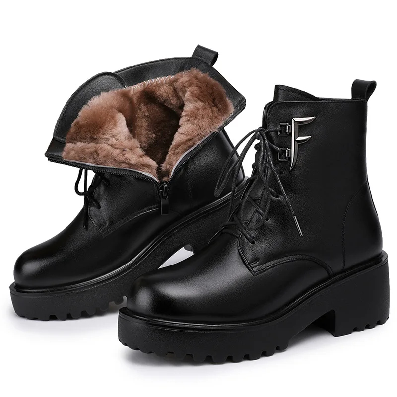 CICIYANG Ladies Winter Marton Boots 2022 New Large Size Women Ankle Boots Genuine Leather Wool Warm Non-slip Female Snow Boots