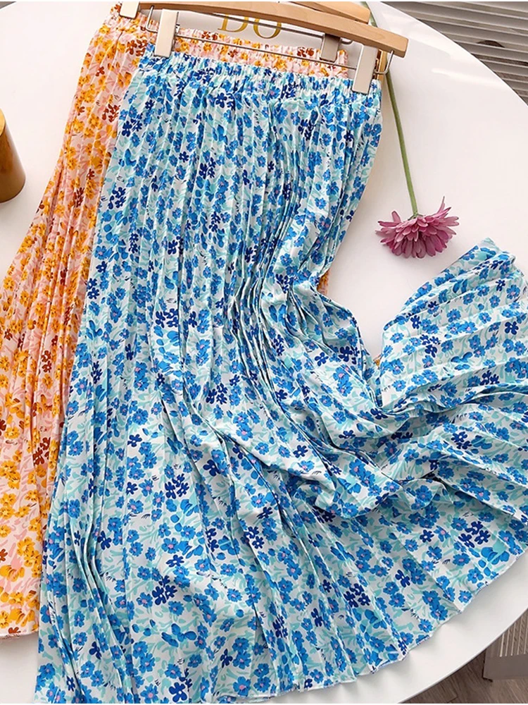 Женская шифоновая юбка с цветочным принтом TIGENA длинная универсальная