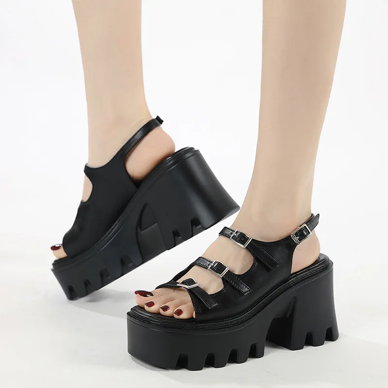 

Platform Sandals Women Chunky High Heels Ladies Shoes Thick Bottom Sandalias Mujer Buckle Strap Casual Women's Shoes Summer 2023