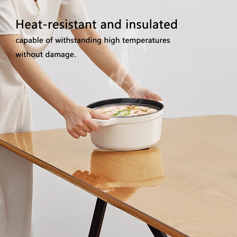 Фото PVC Transparent Table Protector 1.0mm Thick Waterproof Oil-Proof Cover for Kitchen Desk and Dining Table Ideal for Home & Office №3
