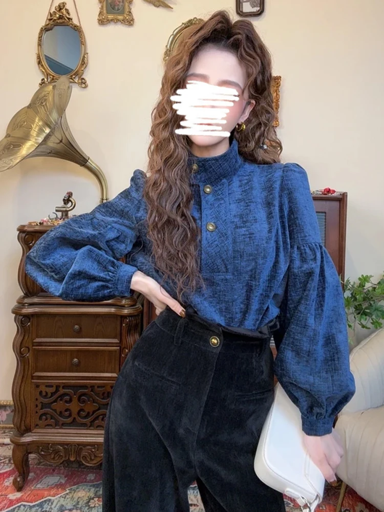 Высококачественные элегантные рубашки с воротником-стойкой женские осенние и