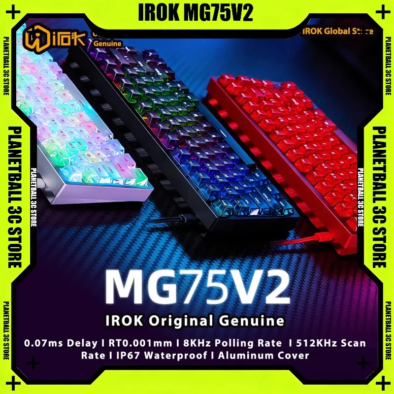 Фото Механическая игровая клавиатура IROK MG75 V2 из алюминия с магнитными переключателями, быстрым откликом 0.07 мс, частотой сканирования 8 кГц, точностью 0.001 мм, 512K сканирующих точек, для геймеров. №1