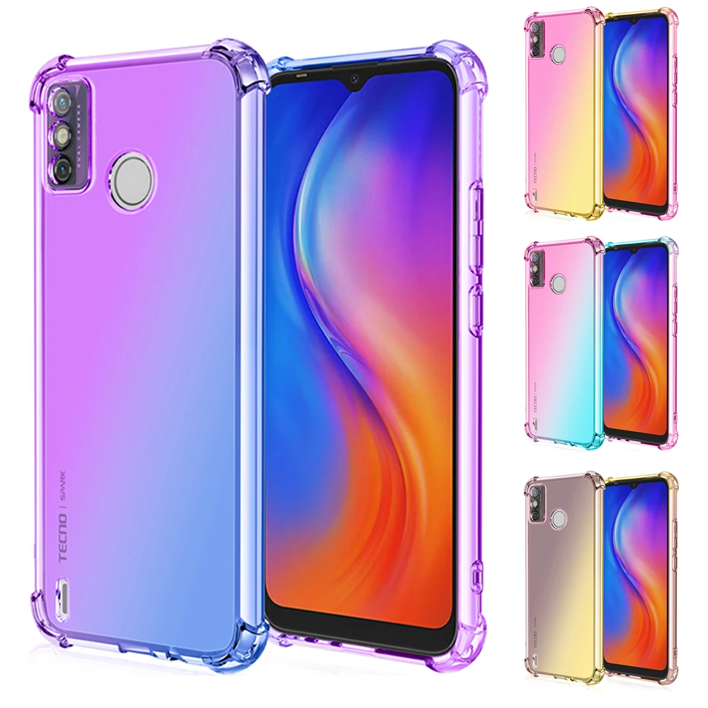

Gradient Silicone Phone Case For Tecno Spark 5 6 7 7P GO 2020 5 6 Air Camon 12 15 Premier 16 17P POP 3 4 4 Pro 5 Soft TPU Cover