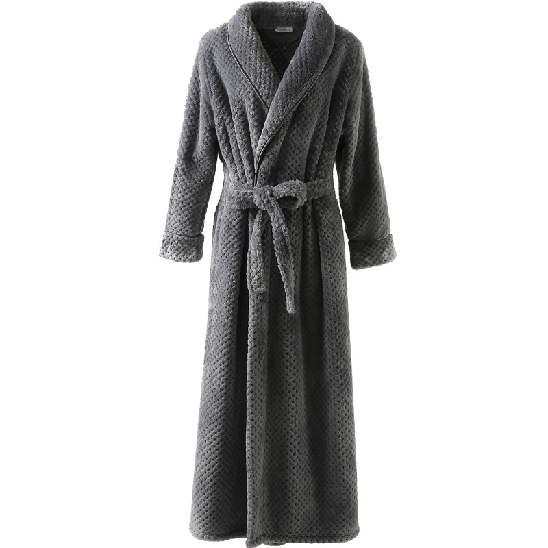 Winter Plus Size Long Coral Fleece Bathrobe Warm Flannel Bath Mens Cozy Robes Night Sleepwear Women Dressing Gown Kimono