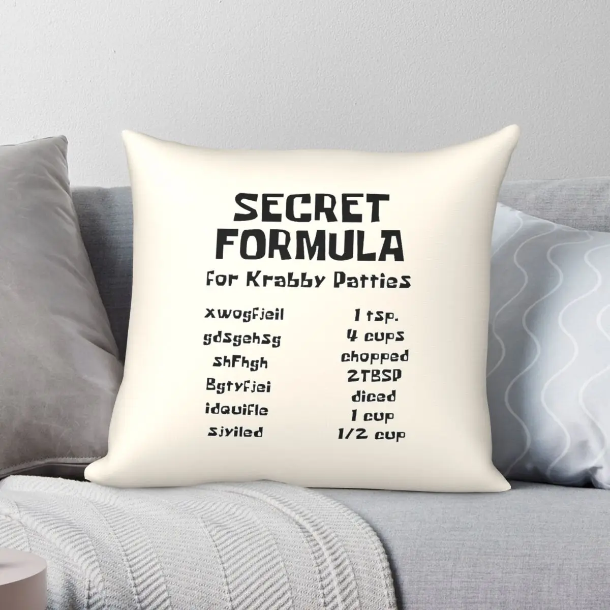Фото Наволочка Secret Formula Krabby Patty из полиэстера, льна и бархата, креативная, с декоративной молнией, для диванной подушки №1