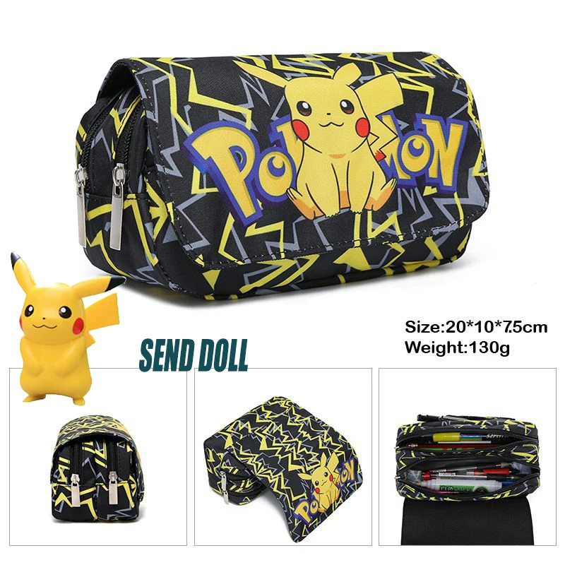 

New Pokemon pikachu doll cartoon anime pencil case pencil case pupils book cartoon stationery box to send Pikachu doll