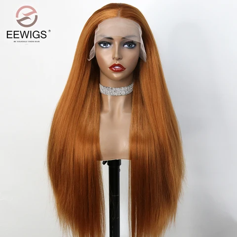 Yaki Ginger Синтетические длинные прямые 13 × 4 прозрачные кружевные передние предварительно выщипанные с ребенком волосы Drag Queen косплей женские парики
