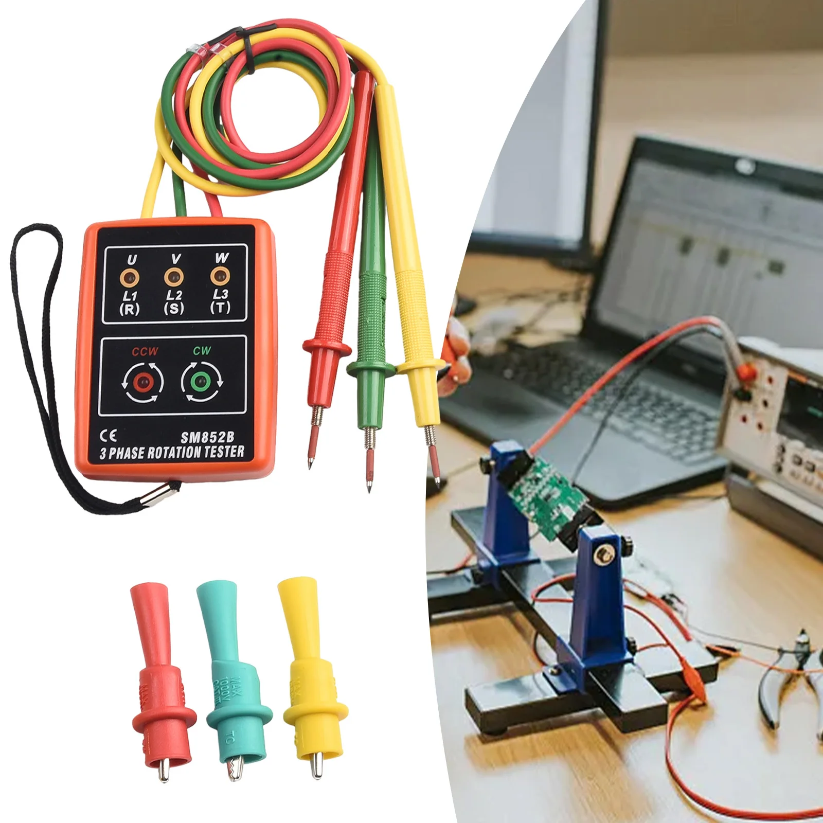 

SM852B 3-phase Current Tester Sequ Ence Rotation Tester LED Indicator Detector Meter Measurement Analysis Instruments Equipment