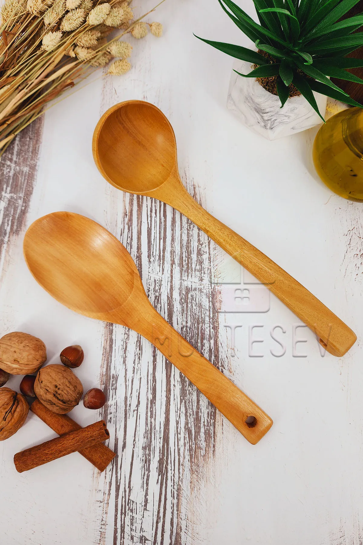 

Wooden Kitchen Spoon Set 2 Pieces Beech Boxwood and Bamboo Wood Wooden Spoons