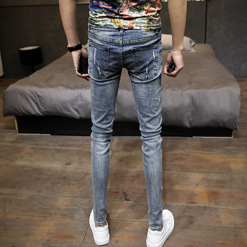 Autumn And Winter 2022 Trendy Brand Men's Skinny Jeans Trendy Men Slim Teenager Pants Korean Trend Wild Feet Pencil Pants