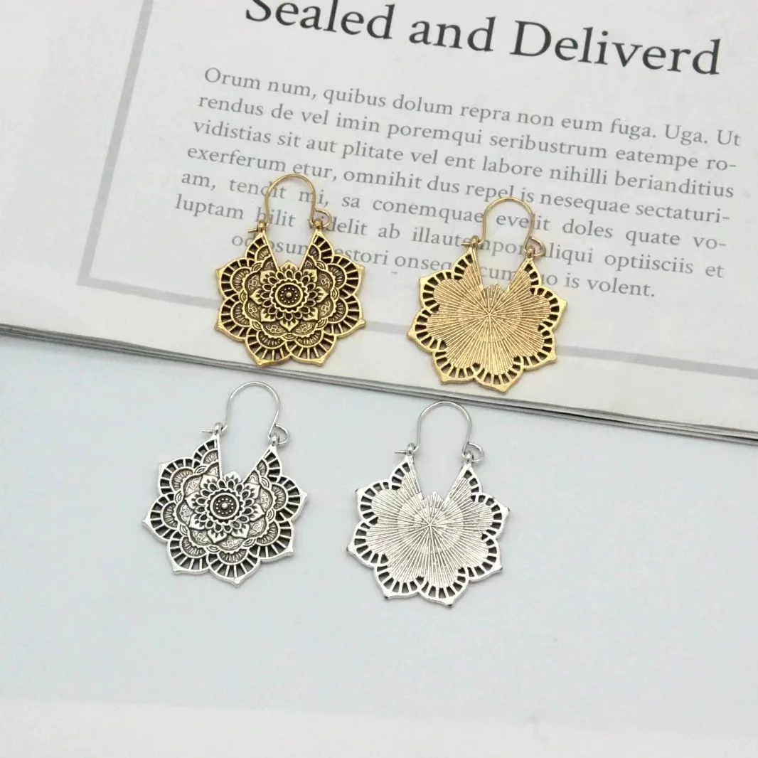 

Hot Products Retro Vintage Lotus Earrings For Women Pendant Sets Boho Personality Aesthetics Jewelry Gothic Punk Gifts Wholesale