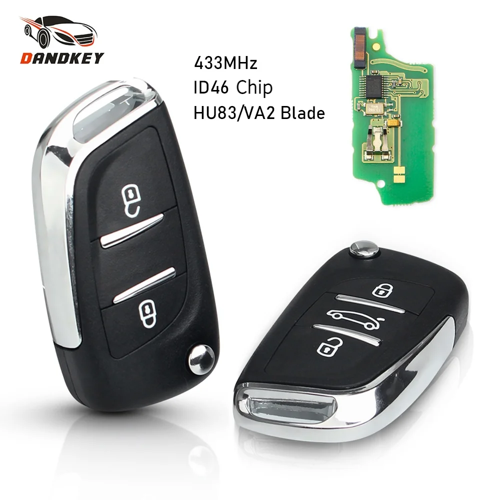 

Dandkey 2/3 Buttons ASK 433MHZ Smart Modified Flip Remote Key Shell For Peugeot 307 308 407 408 3008 For Citroen C2 C4 HU83/VA2