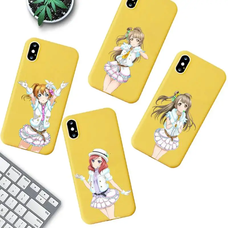 

FHNBLJ Love live school idol diary Phone Case for iPhone 11 12 13 Mini Pro Xs Max 8 7 6 6S Plus X XR Solid Candy Color Case