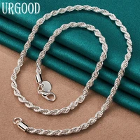 925 sterling silver 1618202224 inch 4mm twist chain necklace for women men party engagement wedding fashion jewelry